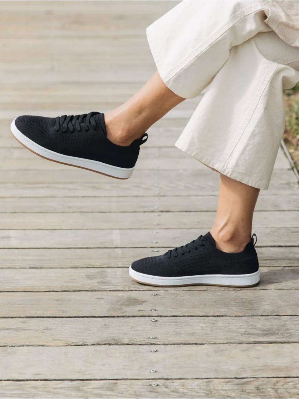 Suavs The 247 Black Knit Slip-On Sneakers with White Sole